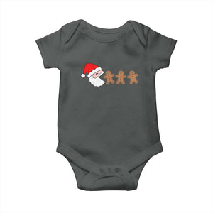 Funny Christmas Baby Onesie Santa Eating Gingerbread Men Gamer Men Women Kids TS10 Dark Heather Print Your Wear
