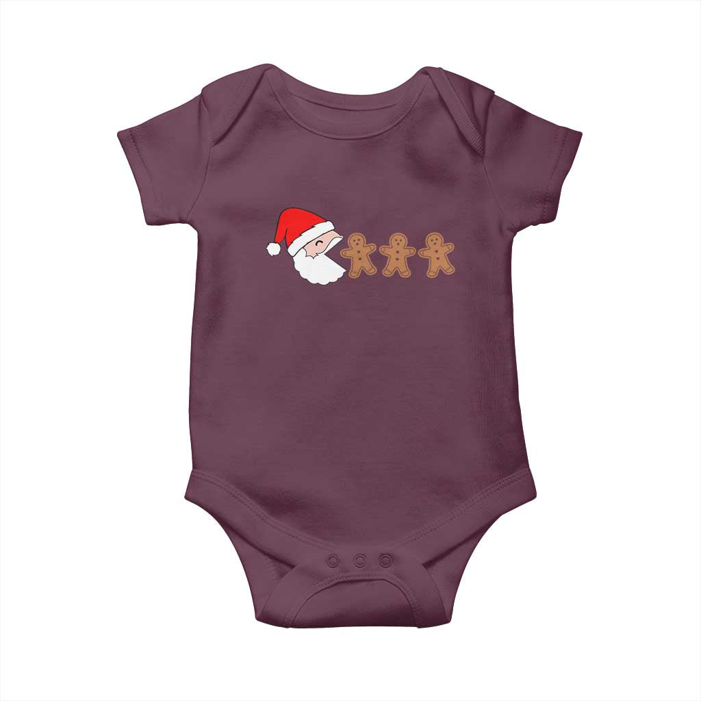Funny Christmas Baby Onesie Santa Eating Gingerbread Men Gamer Men Women Kids TS10 Maroon Print Your Wear