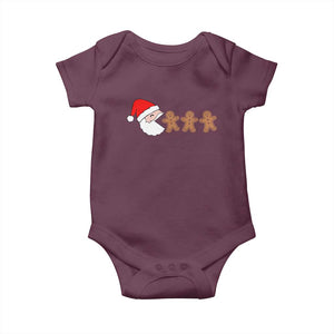Funny Christmas Baby Onesie Santa Eating Gingerbread Men Gamer Men Women Kids TS10 Maroon Print Your Wear