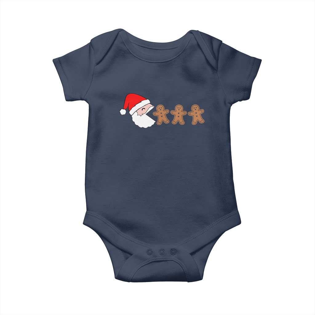 Funny Christmas Baby Onesie Santa Eating Gingerbread Men Gamer Men Women Kids TS10 Navy Print Your Wear