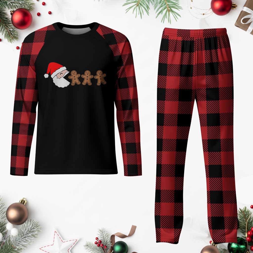 Funny Plaid Pajama Set Santa Eating Gingerbread Men Gamer Men Women Kids TS10 Buffalo Plaid Print Your Wear