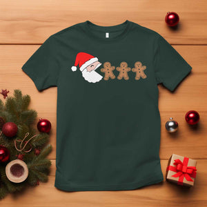 Funny Christmas T Shirt Santa Eating Gingerbread Men Gamer Men Women Kids TS10 Dark Forest Green Print Your Wear