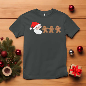 Funny Christmas T Shirt Santa Eating Gingerbread Men Gamer Men Women Kids TS10 Dark Heather Print Your Wear