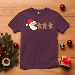 Funny Christmas T Shirt Santa Eating Gingerbread Men Gamer Men Women Kids TS10 Maroon Print Your Wear