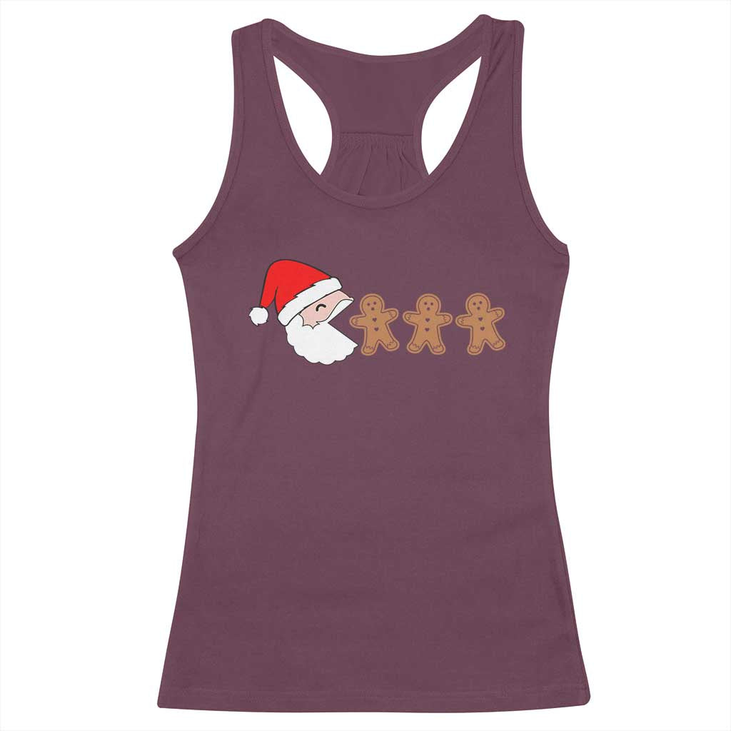 Funny Christmas Racerback Tank Top Santa Eating Gingerbread Men Gamer Men Women Kids TS10 Maroon Print Your Wear