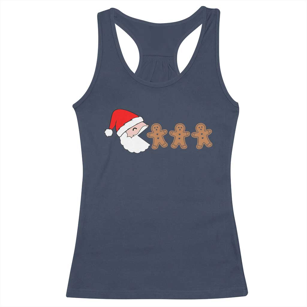 Funny Christmas Racerback Tank Top Santa Eating Gingerbread Men Gamer Men Women Kids TS10 Navy Print Your Wear