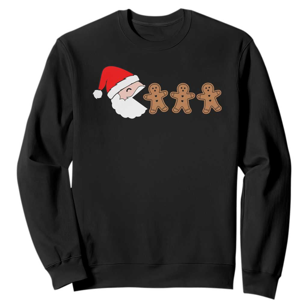 Funny Christmas Sweatshirt Santa Eating Gingerbread Men Gamer Men Women Kids TS10 Black Print Your Wear