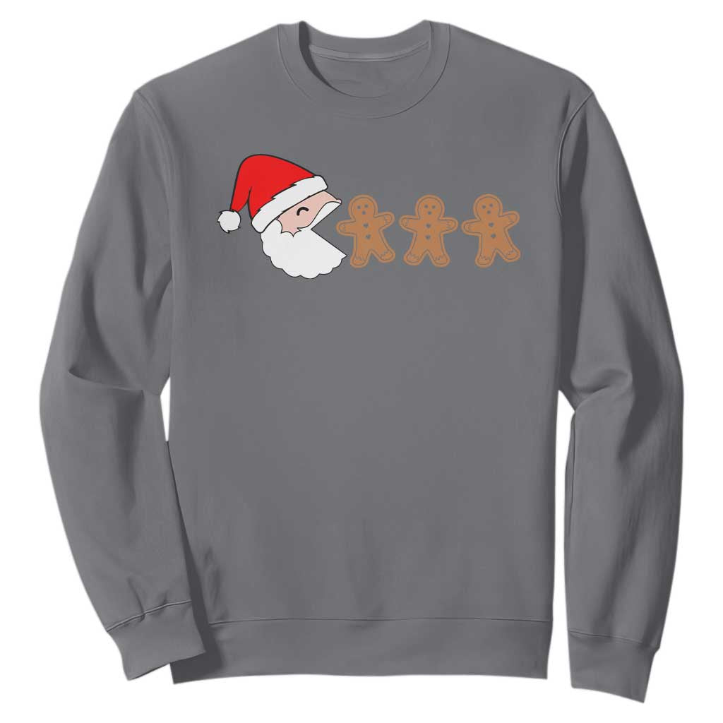 Funny Christmas Sweatshirt Santa Eating Gingerbread Men Gamer Men Women Kids TS10 Charcoal Print Your Wear