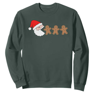 Funny Christmas Sweatshirt Santa Eating Gingerbread Men Gamer Men Women Kids TS10 Dark Forest Green Print Your Wear