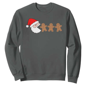 Funny Christmas Sweatshirt Santa Eating Gingerbread Men Gamer Men Women Kids TS10 Dark Heather Print Your Wear