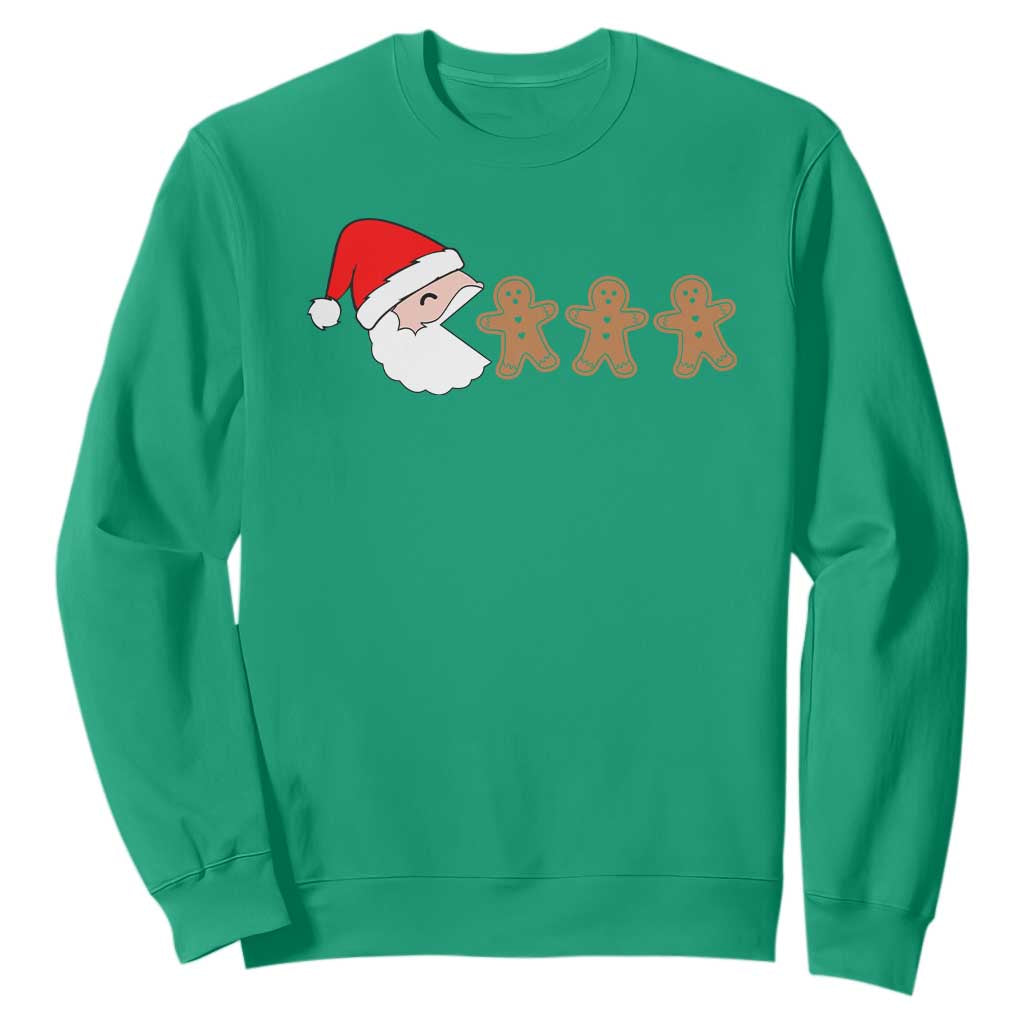 Funny Christmas Sweatshirt Santa Eating Gingerbread Men Gamer Men Women Kids TS10 Irish Green Print Your Wear