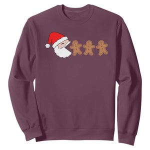 Funny Christmas Sweatshirt Santa Eating Gingerbread Men Gamer Men Women Kids TS10 Maroon Print Your Wear