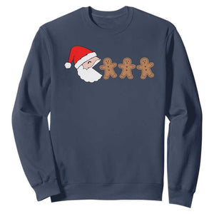 Funny Christmas Sweatshirt Santa Eating Gingerbread Men Gamer Men Women Kids TS10 Navy Print Your Wear