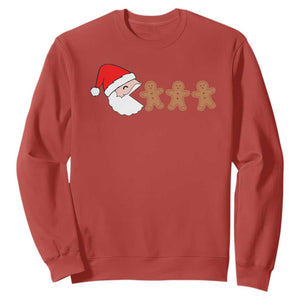 Funny Christmas Sweatshirt Santa Eating Gingerbread Men Gamer Men Women Kids TS10 Red Print Your Wear