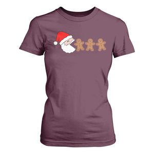 Funny Christmas T Shirt For Women Santa Eating Gingerbread Men Gamer Men Women Kids TS10 Maroon Print Your Wear