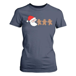 Funny Christmas T Shirt For Women Santa Eating Gingerbread Men Gamer Men Women Kids TS10 Navy Print Your Wear