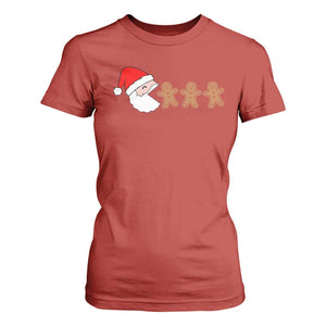 Funny Christmas T Shirt For Women Santa Eating Gingerbread Men Gamer Men Women Kids TS10 Red Print Your Wear