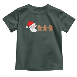 Funny Christmas Toddler T Shirt Santa Eating Gingerbread Men Gamer Men Women Kids TS10 Dark Forest Green Print Your Wear