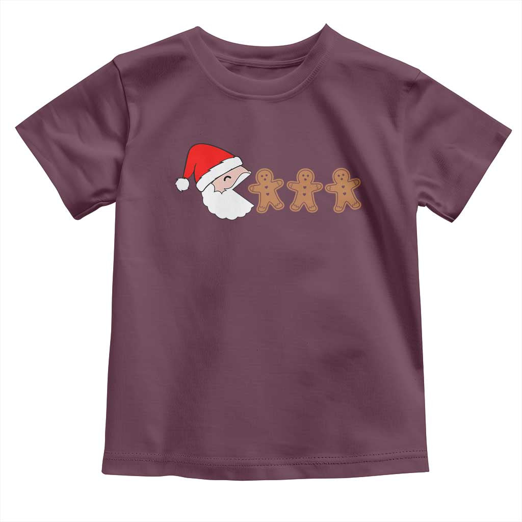Funny Christmas Toddler T Shirt Santa Eating Gingerbread Men Gamer Men Women Kids TS10 Maroon Print Your Wear