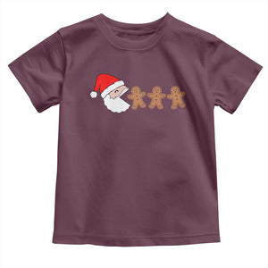 Funny Christmas Toddler T Shirt Santa Eating Gingerbread Men Gamer Men Women Kids TS10 Maroon Print Your Wear