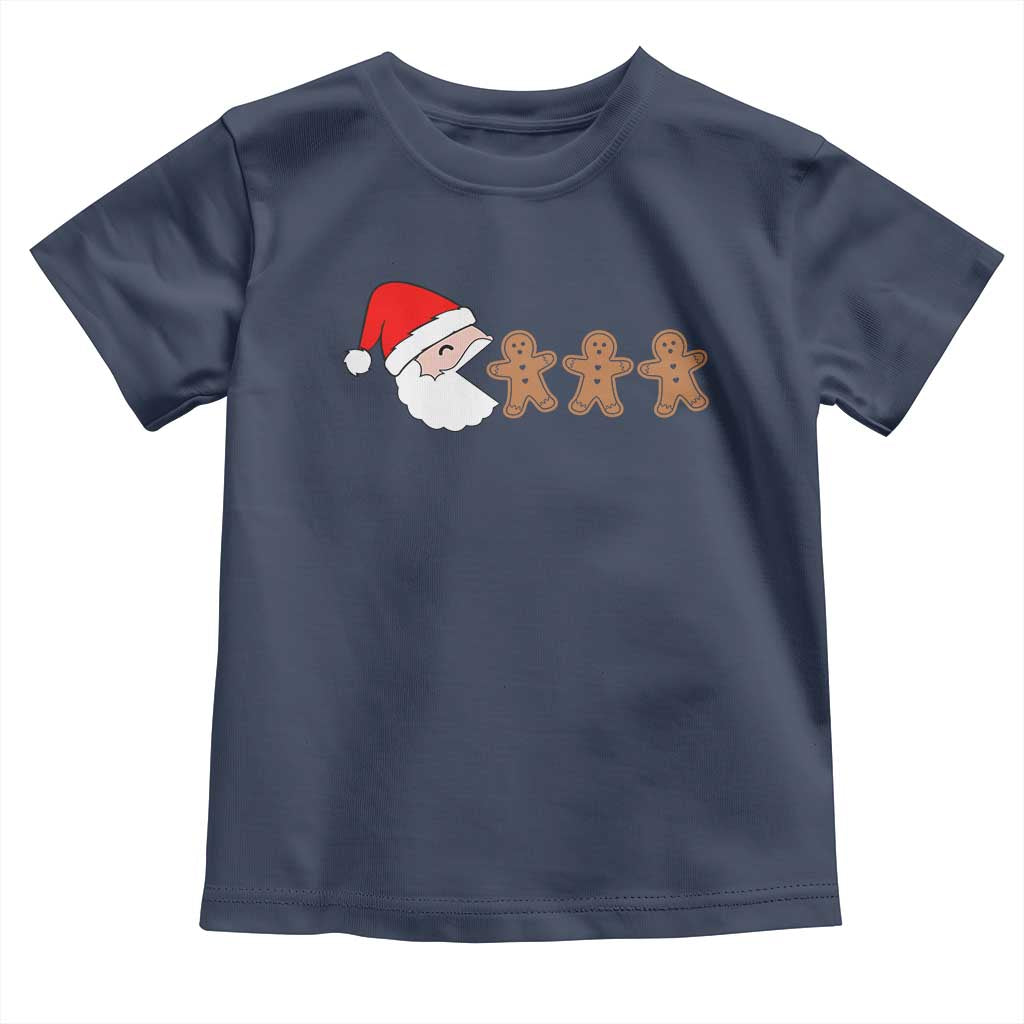 Funny Christmas Toddler T Shirt Santa Eating Gingerbread Men Gamer Men Women Kids TS10 Navy Print Your Wear