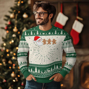 Funny Ugly Christmas Sweater Santa Eating Gingerbread Men Gamer Men Women Kids TS10 Green Print Your Wear