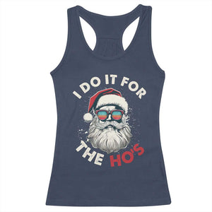 Funny Christmas Racerback Tank Top Santa I Do It For The Ho's TS10 Navy Print Your Wear