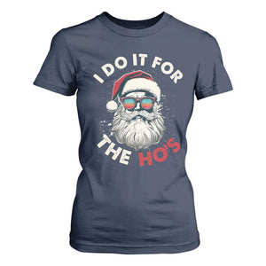 Funny Christmas T Shirt For Women Santa I Do It For The Ho's TS10 Navy Print Your Wear