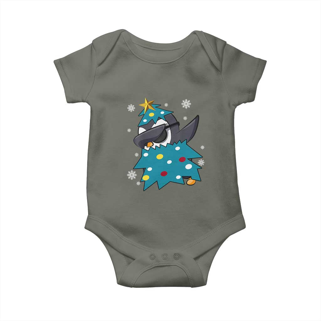 Christmas Penguin Baby Onesie Funny Animals Xmas Tree Lights Boys Kids TS10 Military Green Print Your Wear