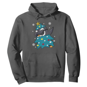 Christmas Penguin Hoodie Funny Animals Xmas Tree Lights Boys Kids TS10 Dark Heather Print Your Wear