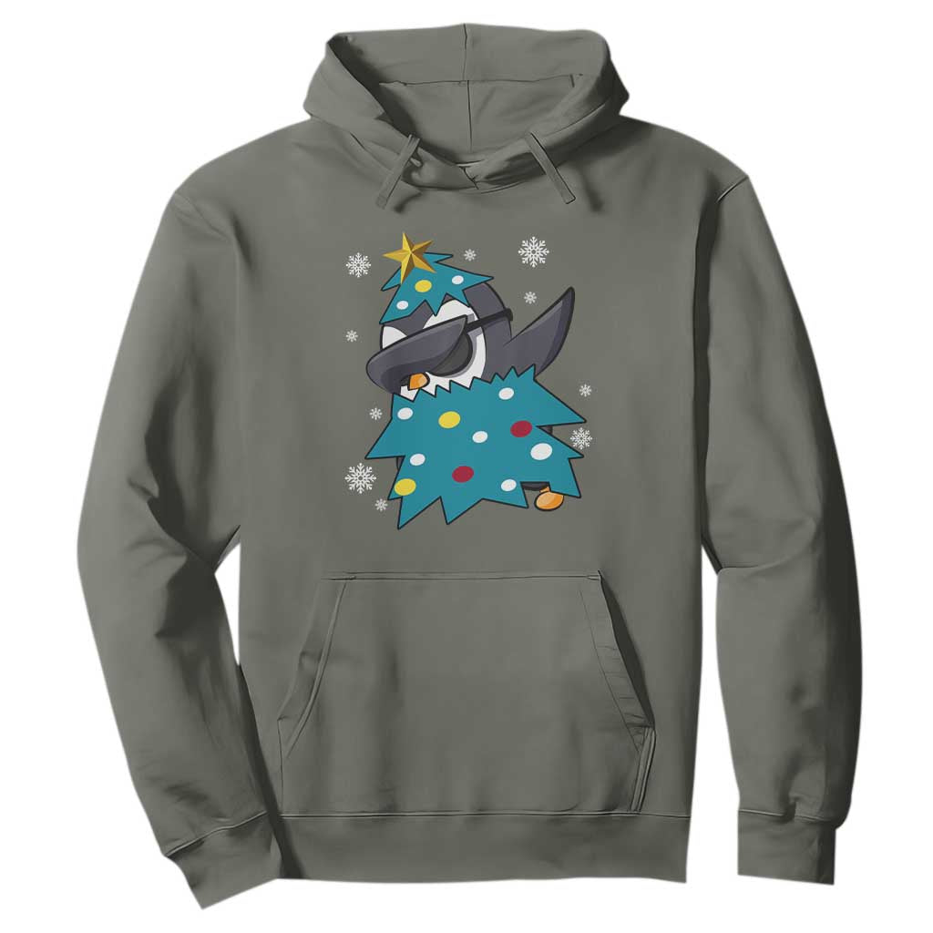 Christmas Penguin Hoodie Funny Animals Xmas Tree Lights Boys Kids TS10 Military Green Print Your Wear