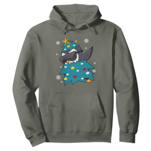 Christmas Penguin Hoodie Funny Animals Xmas Tree Lights Boys Kids TS10 Military Green Print Your Wear