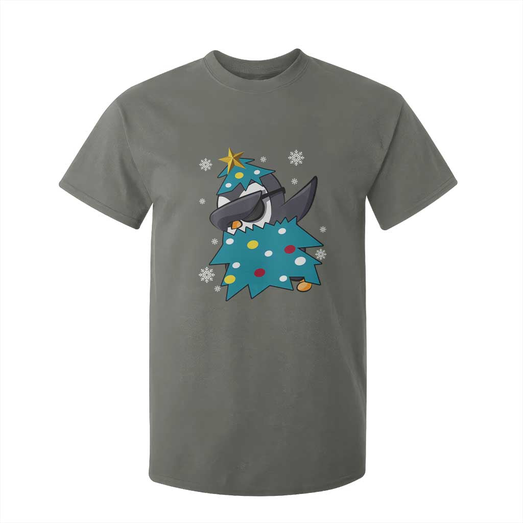 Christmas Penguin T Shirt For Kid Funny Animals Xmas Tree Lights Boys Kids TS10 Military Green Print Your Wear