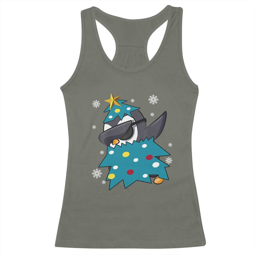 Christmas Penguin Racerback Tank Top Funny Animals Xmas Tree Lights Boys Kids TS10 Military Green Print Your Wear