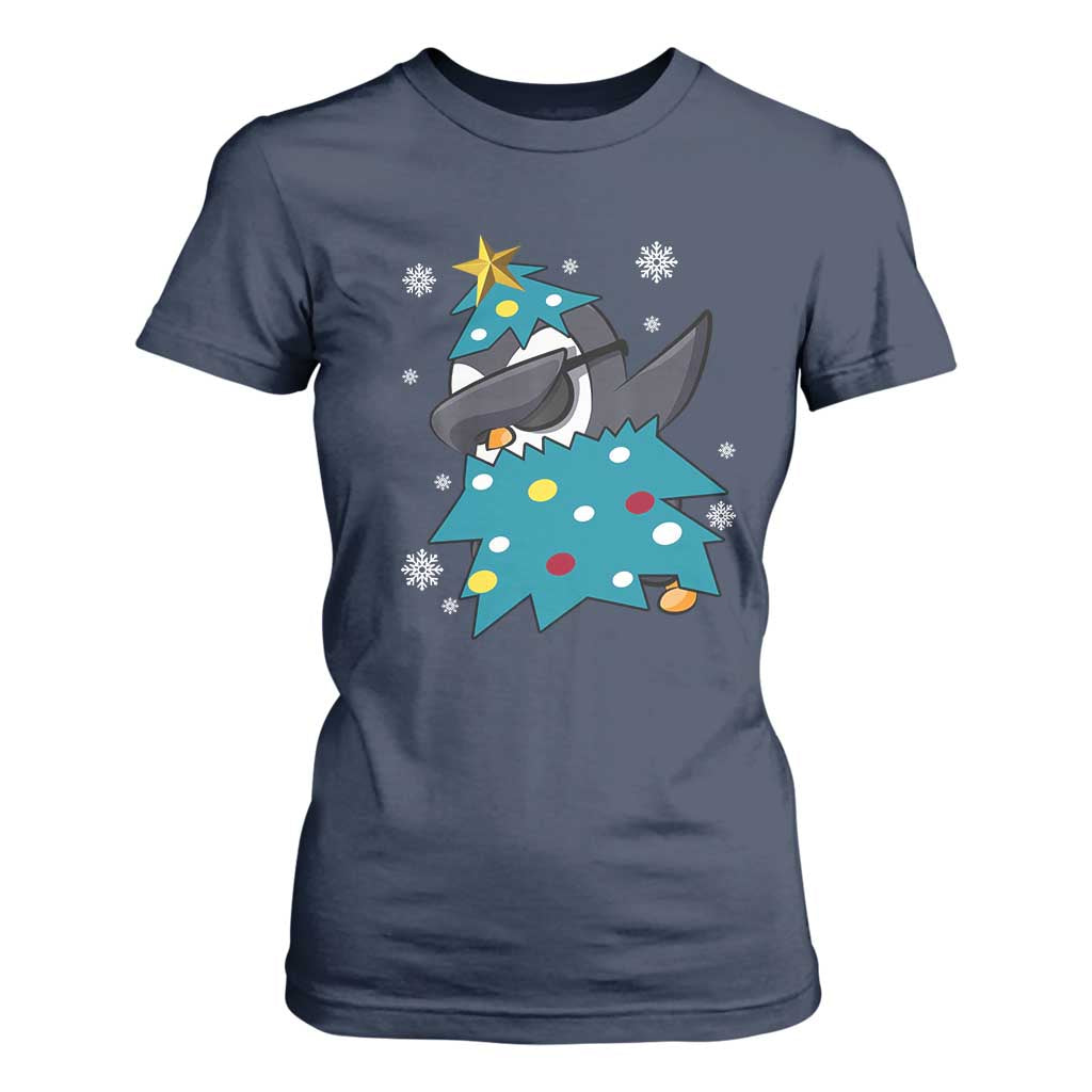 Christmas Penguin T Shirt For Women Funny Animals Xmas Tree Lights Boys Kids TS10 Navy Print Your Wear