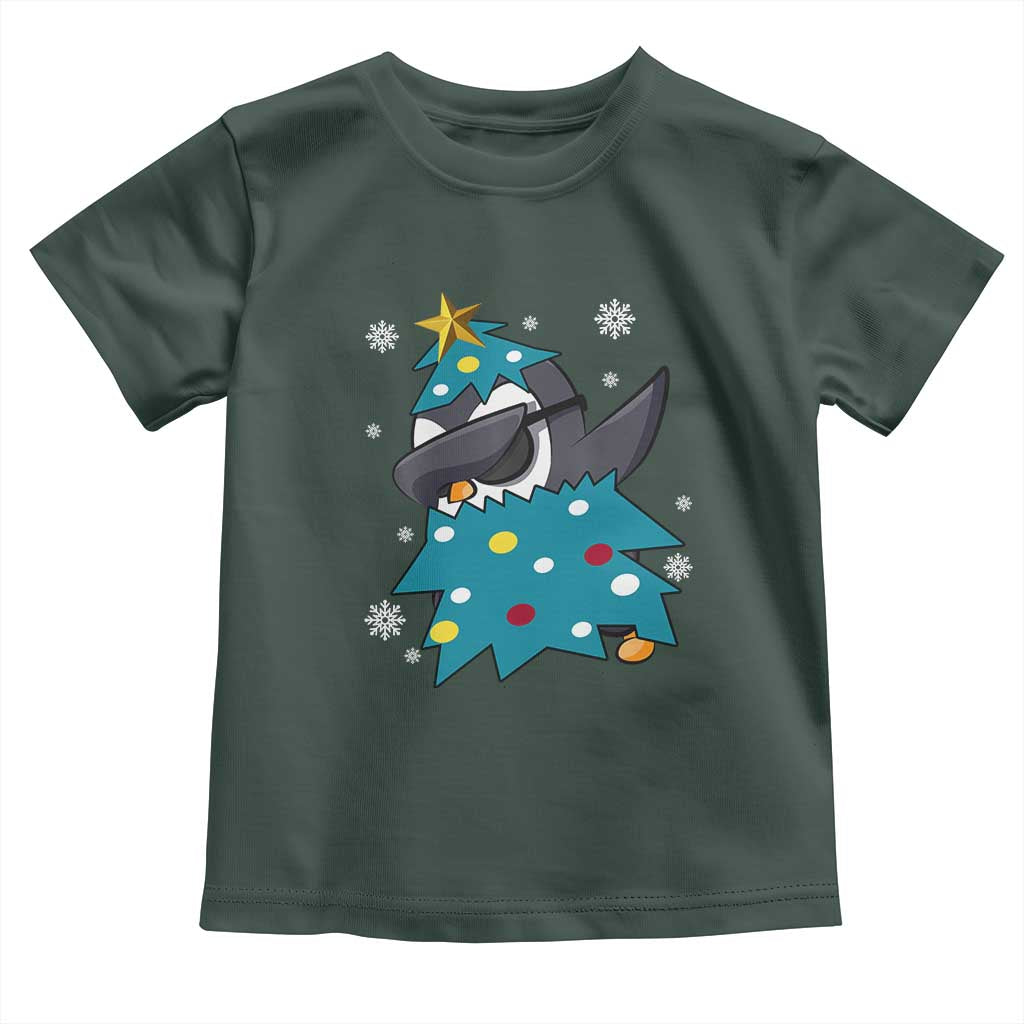 Christmas Penguin Toddler T Shirt Funny Animals Xmas Tree Lights Boys Kids TS10 Dark Forest Green Print Your Wear