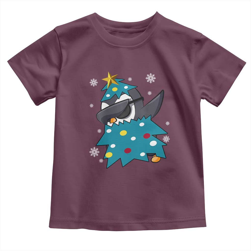 Christmas Penguin Toddler T Shirt Funny Animals Xmas Tree Lights Boys Kids TS10 Maroon Print Your Wear
