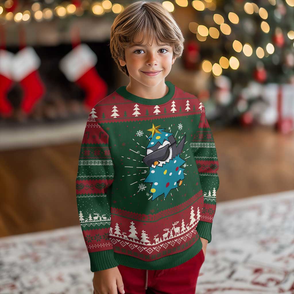 Christmas Penguin Knit Sweatshirt Funny Animals Xmas Tree Lights Boys Kids TS10 Christmas Print Your Wear