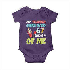 My Teacher Survived 67 Days Of Me Baby Onesie Funny Six Seven Teen Gen Z Alpha Meme TS10 Purple Print Your Wear