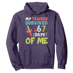My Teacher Survived 67 Days Of Me Hoodie Funny Six Seven Teen Gen Z Alpha Meme TS10 Purple Print Your Wear