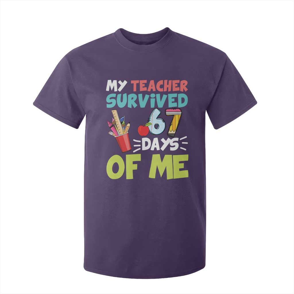 My Teacher Survived 67 Days Of Me T Shirt For Kid Funny Six Seven Teen Gen Z Alpha Meme TS10 Purple Print Your Wear