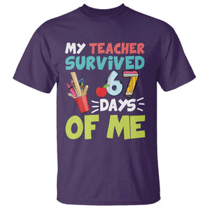 My Teacher Survived 67 Days Of Me T Shirt Funny Six Seven Teen Gen Z Alpha Meme TS10 Purple Print Your Wear