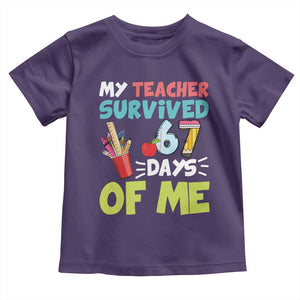 My Teacher Survived 67 Days Of Me Toddler T Shirt Funny Six Seven Teen Gen Z Alpha Meme TS10 Purple Print Your Wear