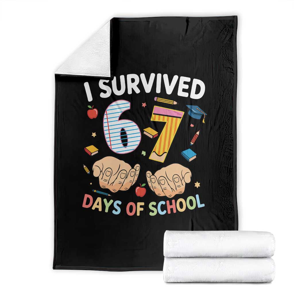 I Survived 67 Days of School Funny Six Seven Meme Throw Blanket TS10 Black Print Your Wear