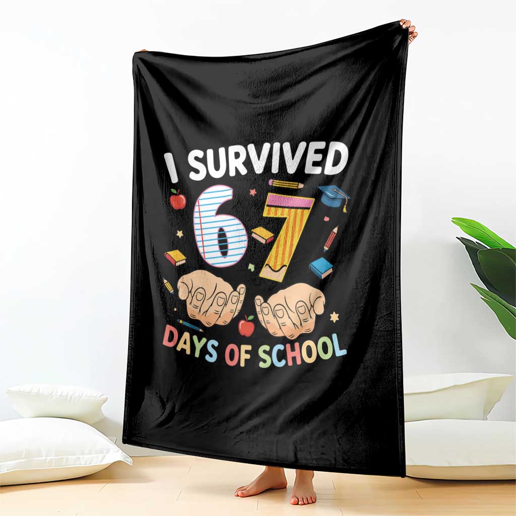 I Survived 67 Days of School Funny Six Seven Meme Throw Blanket TS10 Print Your Wear