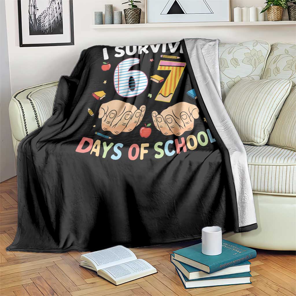 I Survived 67 Days of School Funny Six Seven Meme Throw Blanket TS10 Print Your Wear