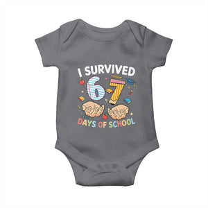 I Survived 67 Days of School Funny Six Seven Meme Baby Onesie TS10 Charcoal Print Your Wear