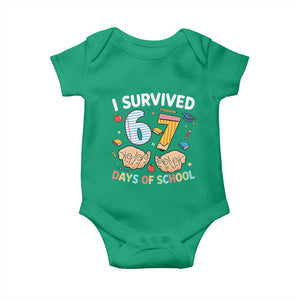 I Survived 67 Days of School Funny Six Seven Meme Baby Onesie TS10 Irish Green Print Your Wear