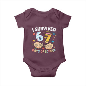I Survived 67 Days of School Funny Six Seven Meme Baby Onesie TS10 Maroon Print Your Wear