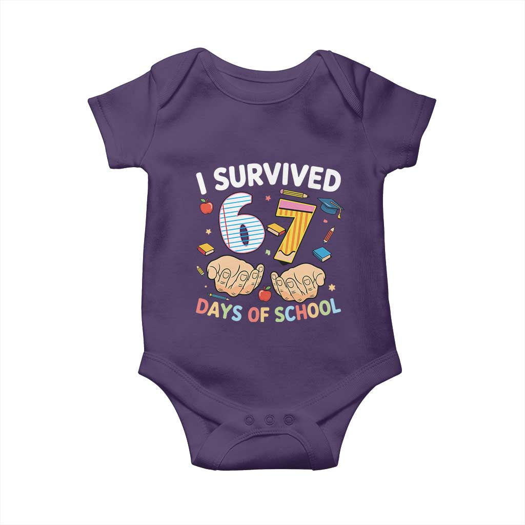 I Survived 67 Days of School Funny Six Seven Meme Baby Onesie TS10 Purple Print Your Wear